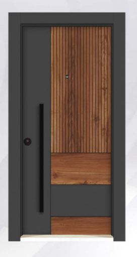 DecoDoor Rustik Seri 3001 Çelik Kapı Saruhan-Antrasit